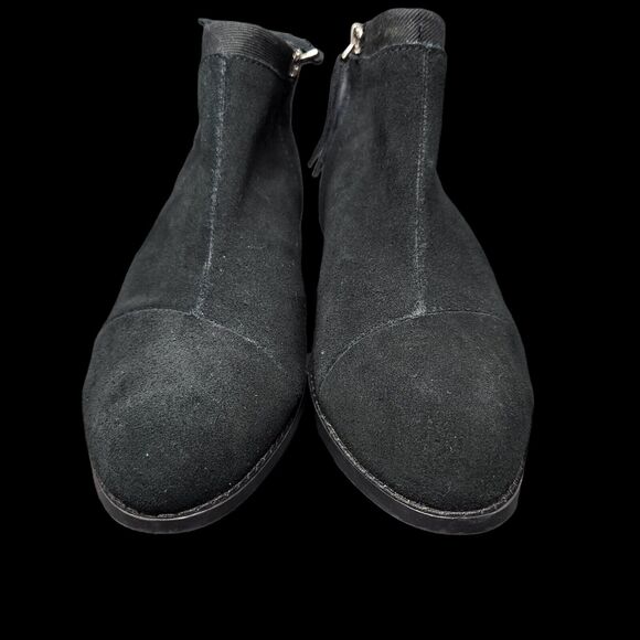 Toms Womens Booties Boots Shoes Size 8.5 Solid Black Wool Leather Ankle Zipper - Picture 3 of 9
